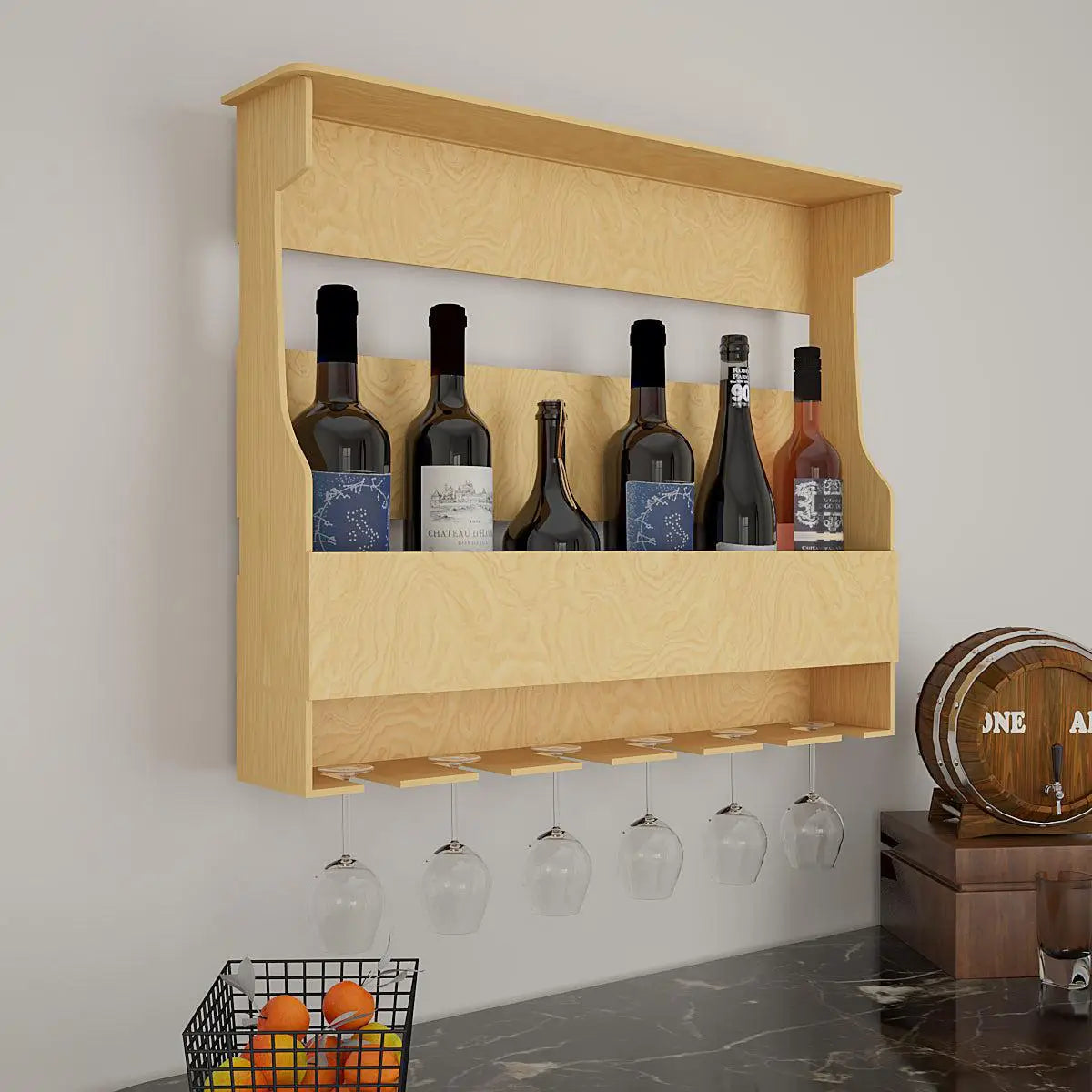 High-Quality Backlit Bar Wall Shelf / Book Shelf in Light Oak Finish