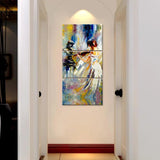 Girl Playing Violin Wall Painting Wooden Framed 3 Pieces Canvas Painting