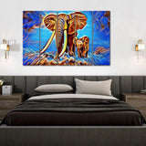 Abstract Baby Elephant With His Mother Canvas Wall Painting