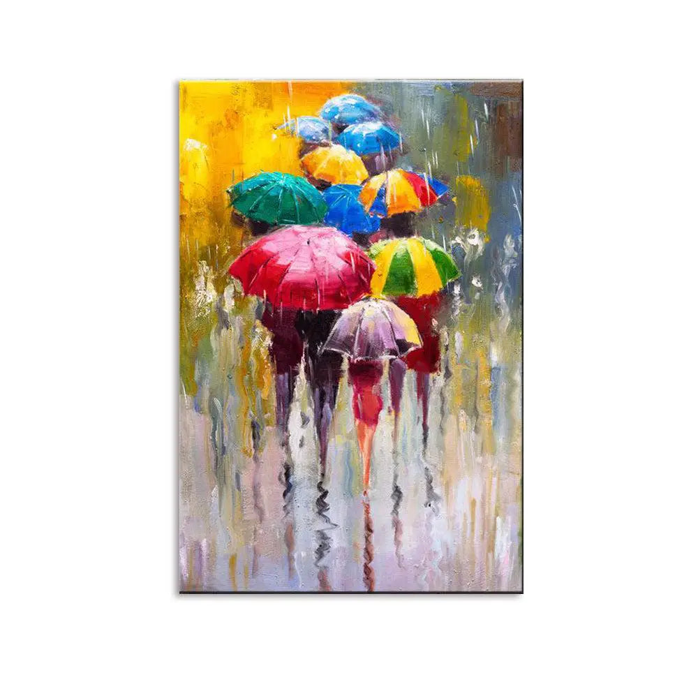 Colorful Rainy Season  /  Beautiful Design Canvas Printed Painting Stretched on Wood Bars 61 x 41cm