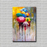 Colorful Rainy Season  /  Beautiful Design Canvas Printed Painting Stretched on Wood Bars 61 x 41cm
