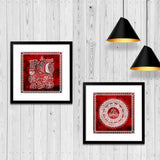 Madhubani Indian Art Collage Picture Wall Frame Set of 2