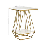 Modern Square Shaped Creative Artistic Golden Metal Finish with White Marble