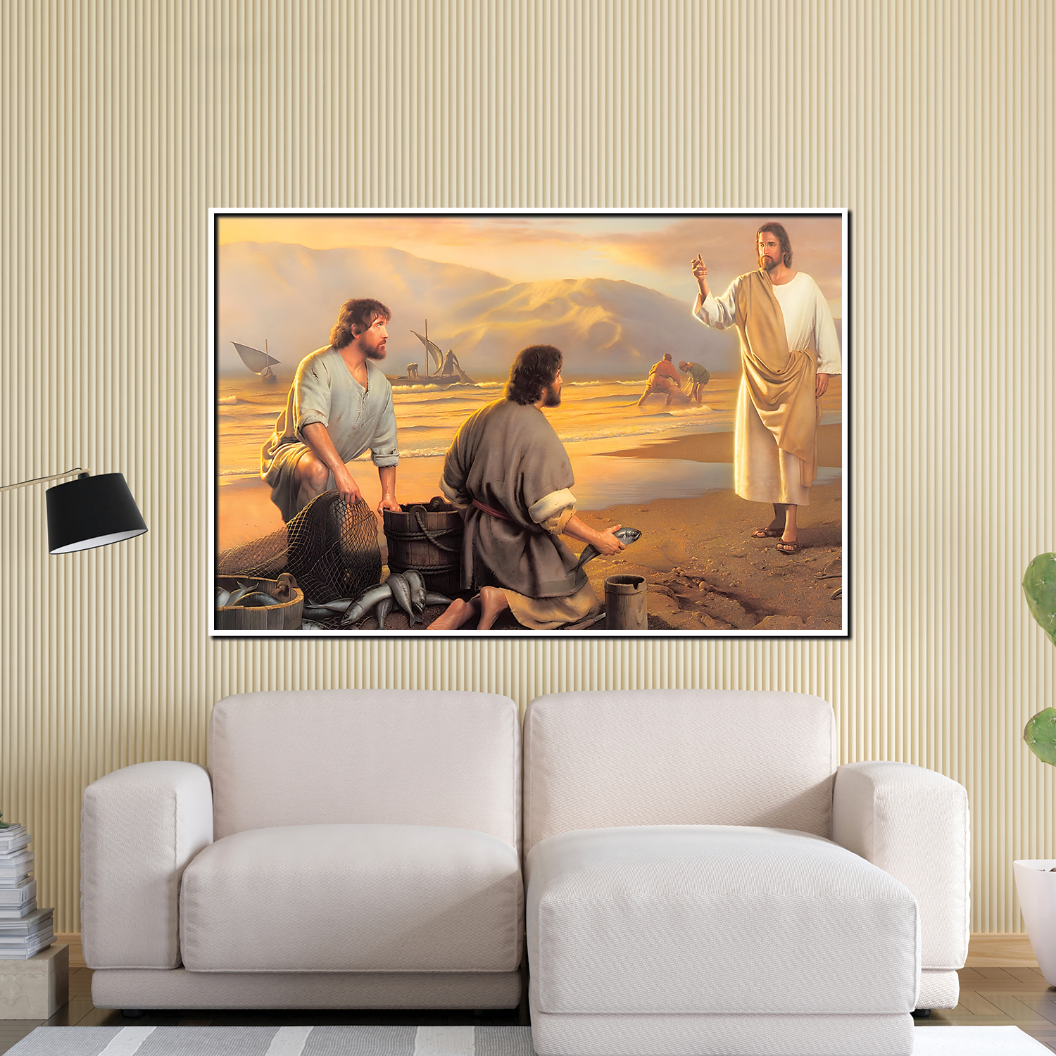 Divine Shepherd Jesus Canvas Printed Wall Paintings for Living Room, Meditation Room, Bedroom, Churches, Hospitals