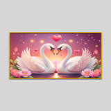 Realistic Swan Birds Couple Elements Decoration With Valentine’s Day