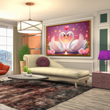 Realistic Swan Birds Couple Elements Decoration With Valentine’s Day