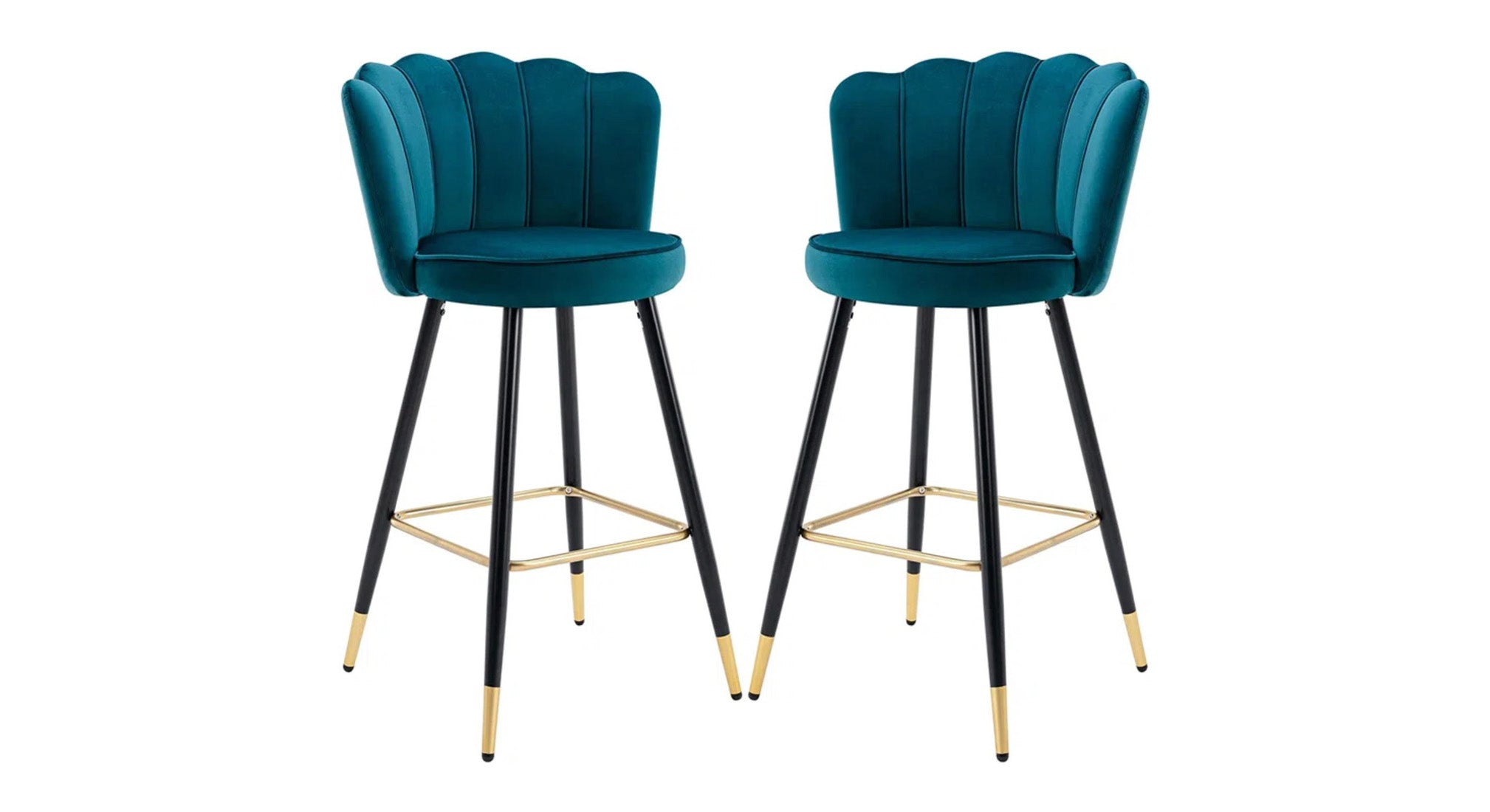 Teal Color Flower Counter Stool