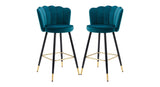 Teal Color Flower Counter Stool