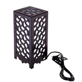 Elegant Wooden Table Lamp with Quatrefoil Cutwork