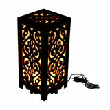 Artistic Scroll Table Lamp - Handmade Wooden Deco Finish