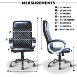 Premium Black Leatherette Office Chair with Tilting Mechanism | Fixed Armrests & Heavy Duty Chrome Base Desk Seat