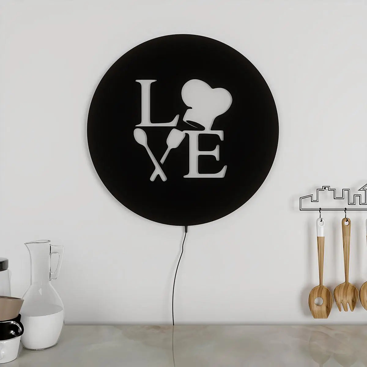 Love for Cooking Backlit Wall Art for Kitchen Decor