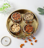 Brass Basket WIth 4 Jars