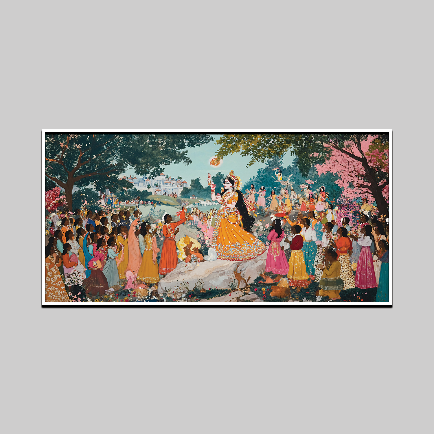Krishna Ras Leela Wall Art – Traditional Indian Painting of Devotion and Dance