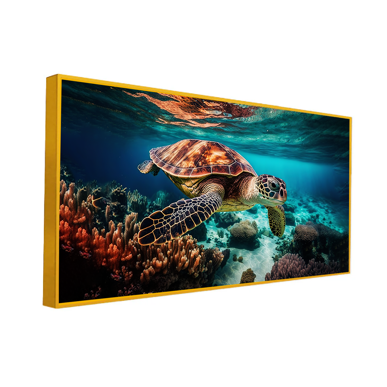 Green Sea Turtle Swimming Canvas Wall Paintings