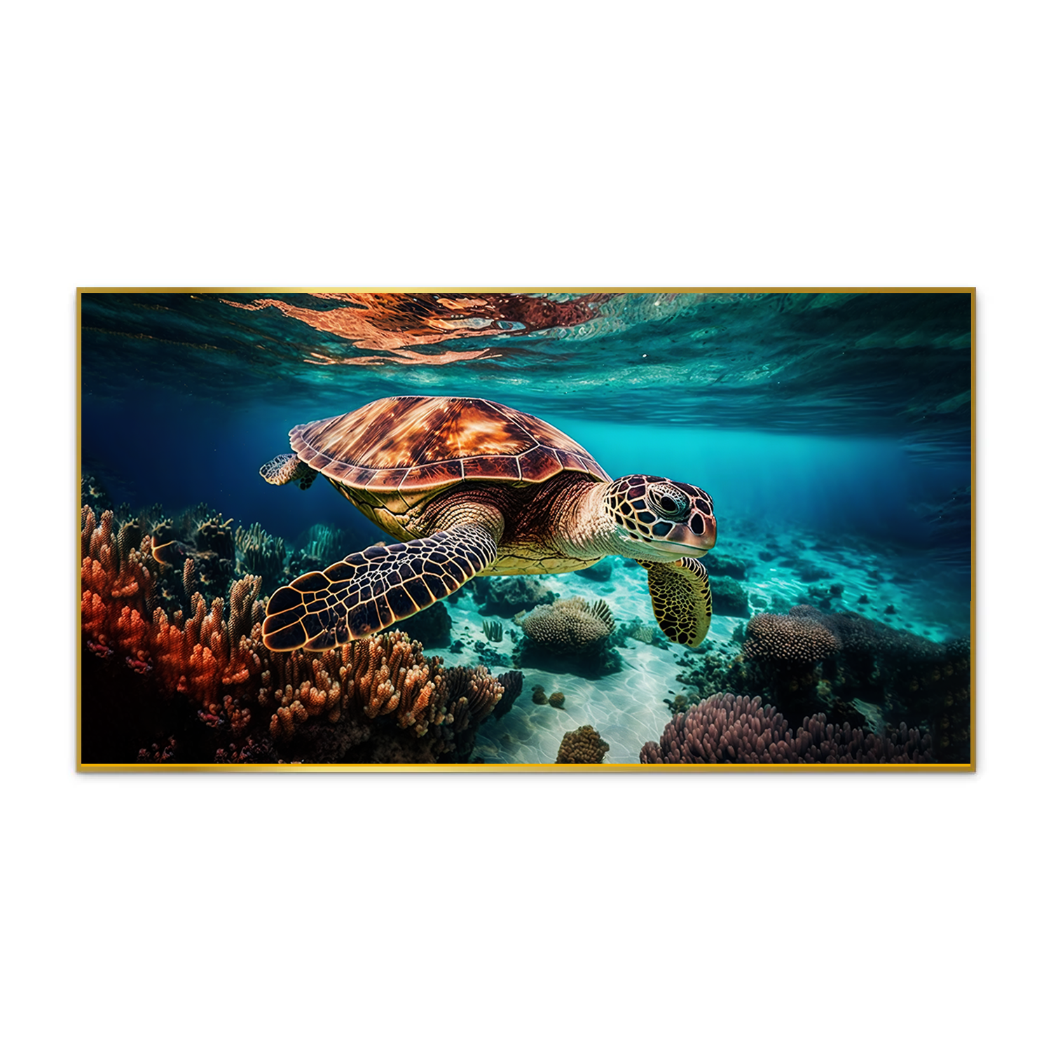 Green Sea Turtle Swimming Canvas Wall Paintings