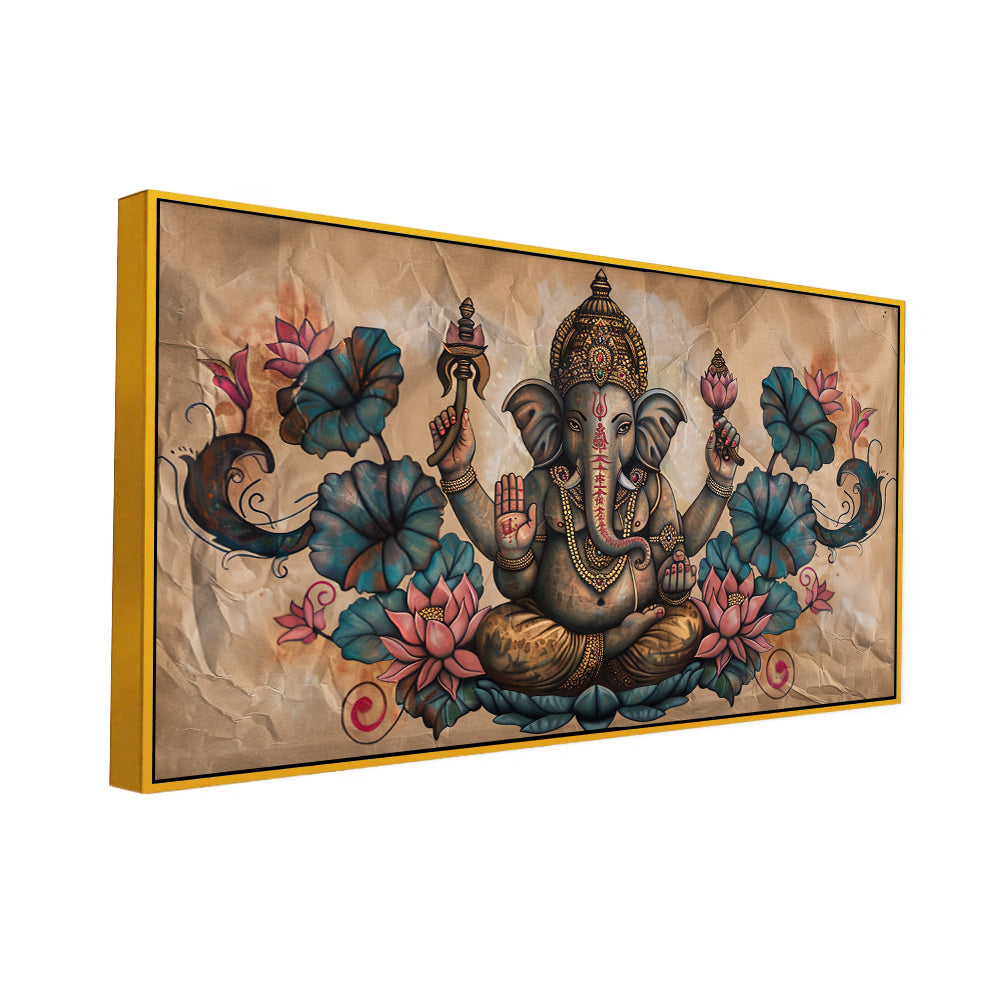 Vintage Ganpati Bappa Wall Painting – Artistic Wall Accent