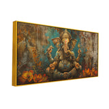 Canvas Wall Painting – Vintage Ganesha for Traditional Interiors