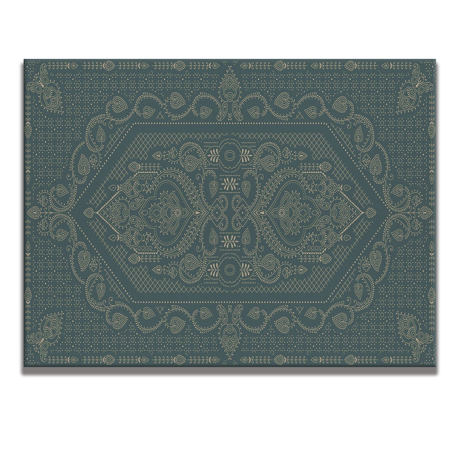 Indian Ethnic Traditional Painting On Canvas Print Abstract Geometrical Blue Wall Art Size For Living Room Wall Decoration Framed Art for Bedroom Hotel Office