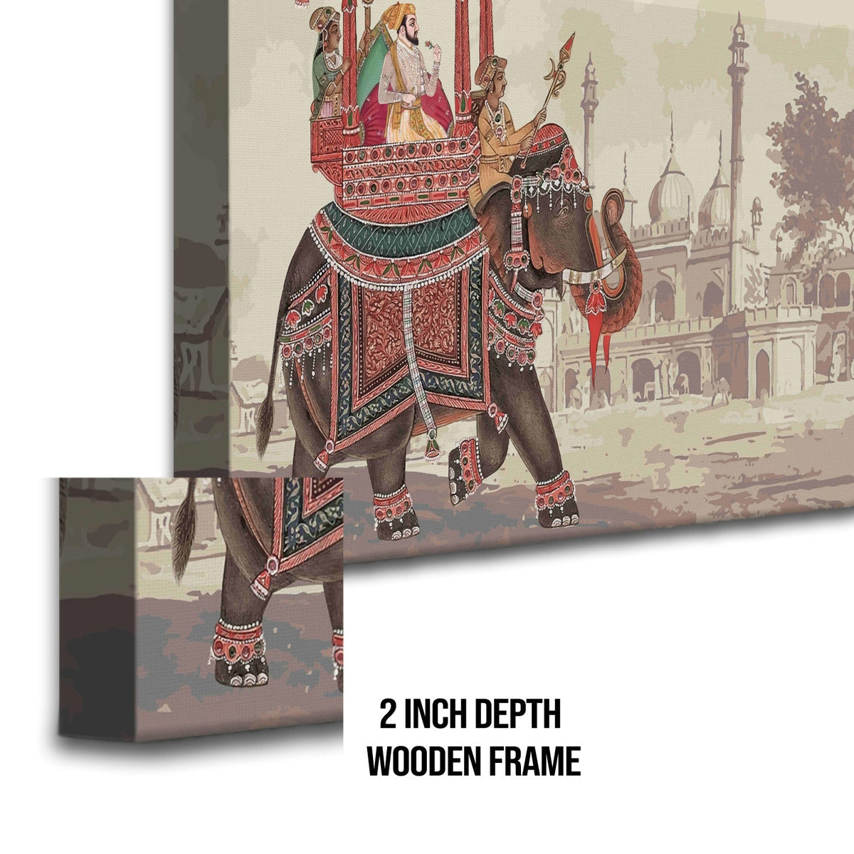 Mughal Theme Artwork Abstract Canvas Framed Painting Indian Ethnic Traditional Wall Art Large Size For Living Room Bedroom Office Home Decoration