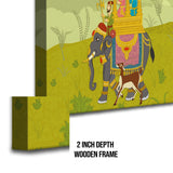 Mughal Elephant Artwork Abstract Canvas Framed Painting Indian Ethnic Traditional Wall Art Large Size For Living Room Bedroom Office Home Decoration