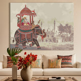 Mughal Theme Artwork Abstract Canvas Framed Painting Indian Ethnic Traditional Wall Art Large Size For Living Room Bedroom Office Home Decoration