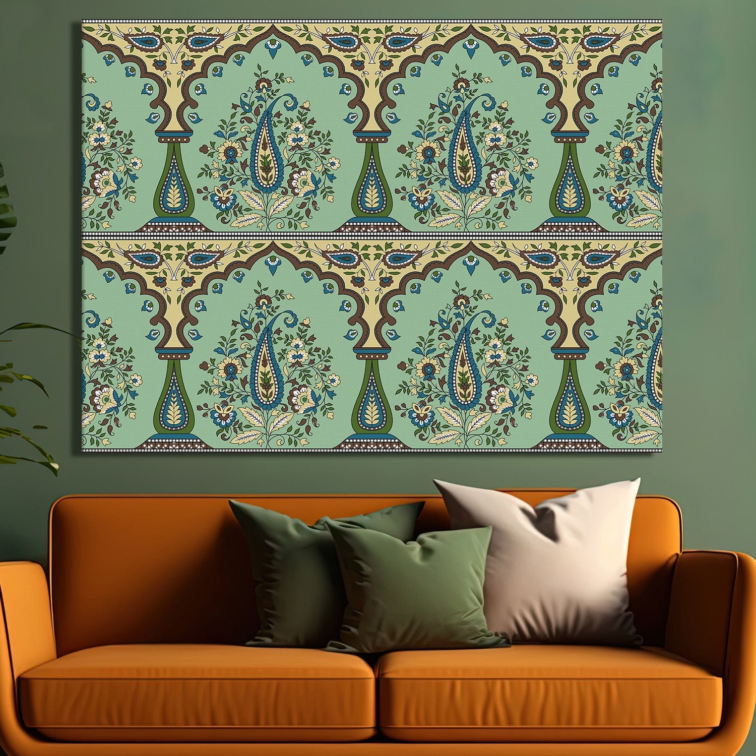 Indian Ethnic Traditional Painting On Canvas Print Abstract Blue Wall Art Size For Living Room Wall Decoration Framed Art for Bedroom Hotel Office
