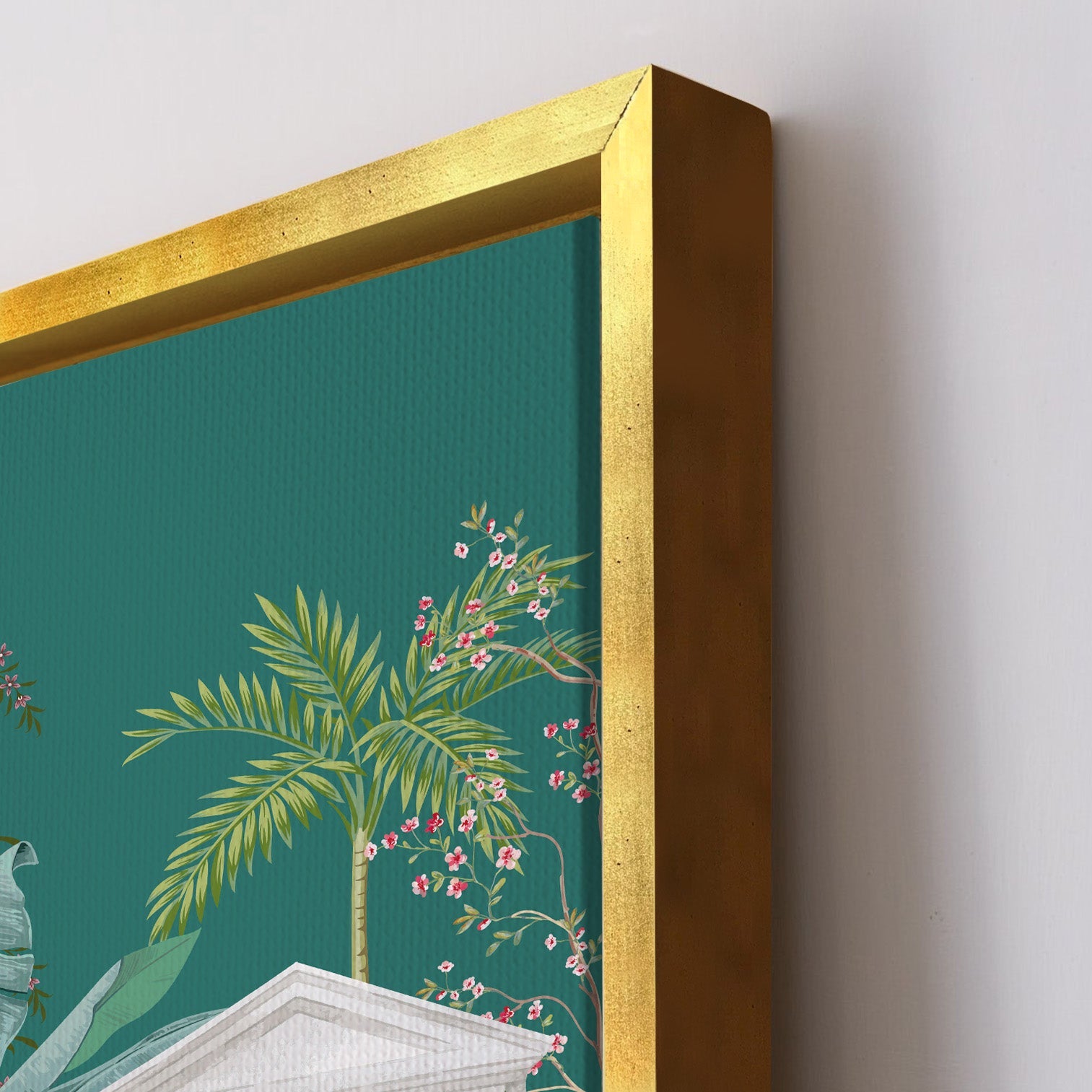 Mughal Garden Peacock Artwork Abstract Canvas Framed Painting Indian Ethnic Traditional Wall Art Large Size For Living Room Bedroom Office Home Decoration.