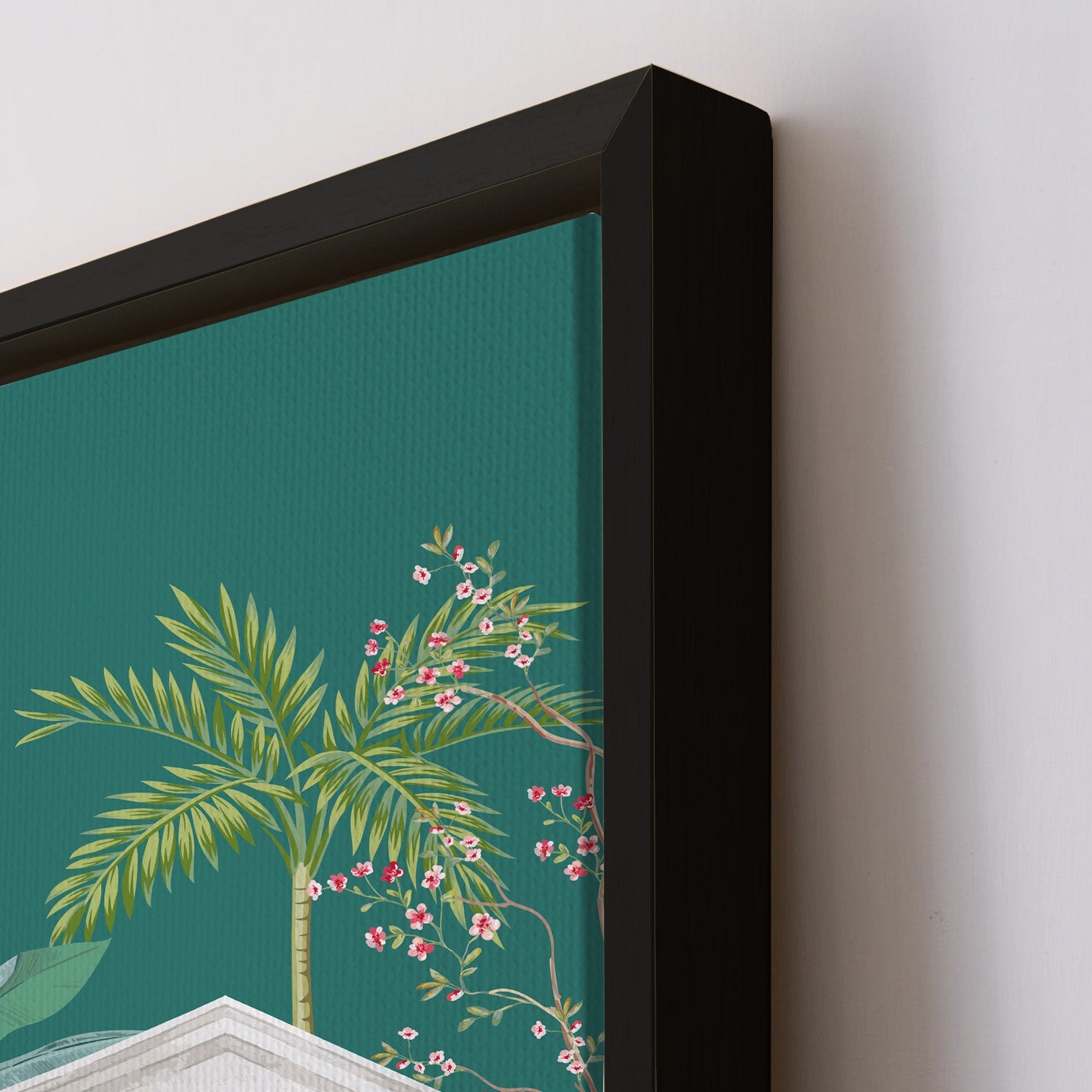 Mughal Garden Peacock Artwork Abstract Canvas Framed Painting Indian Ethnic Traditional Wall Art Large Size For Living Room Bedroom Office Home Decoration.