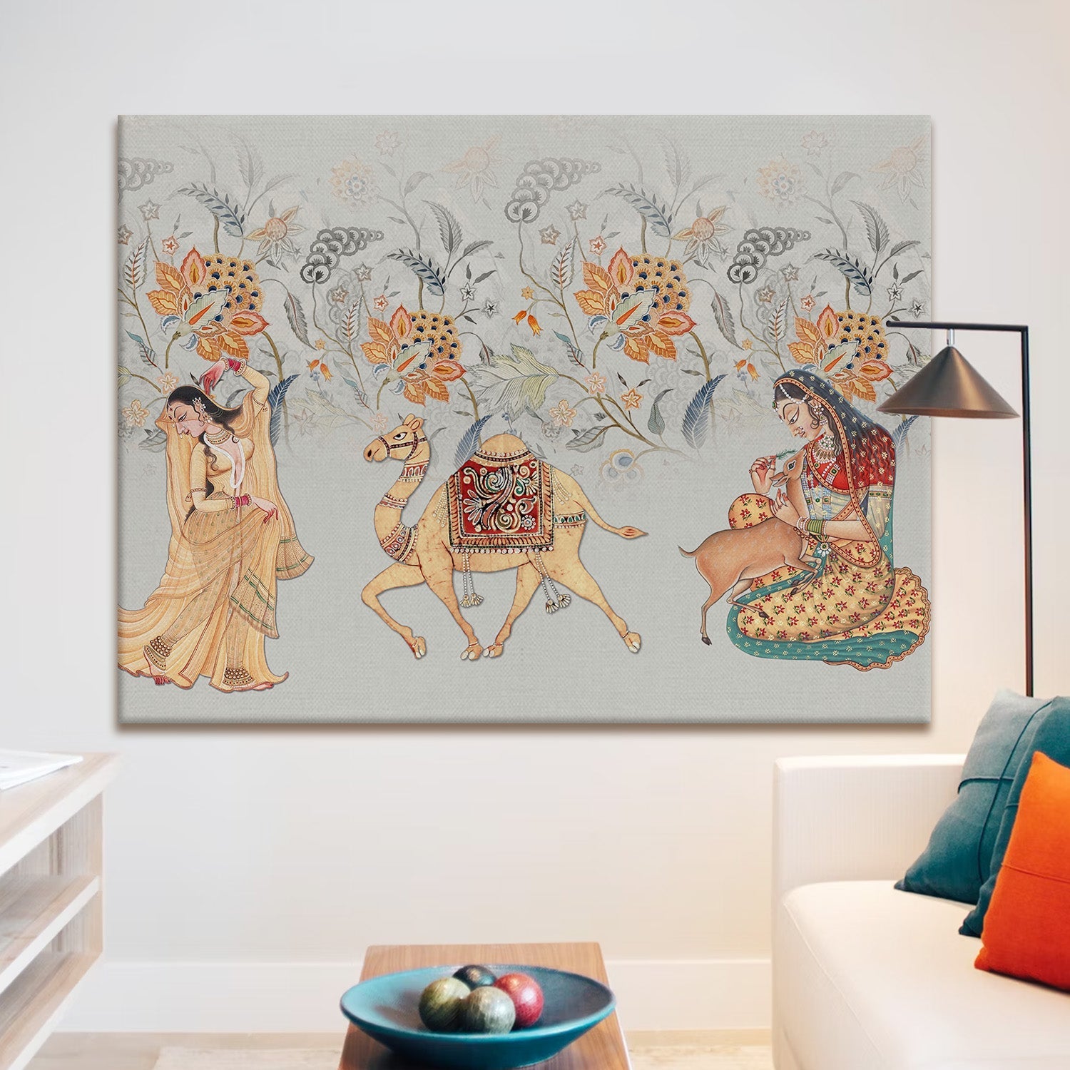 Indian Ethnic Traditional Painting On Canvas Print Large Wall Art For Living Room Wall Decoration Framed Art for Bedroom Hotel Office