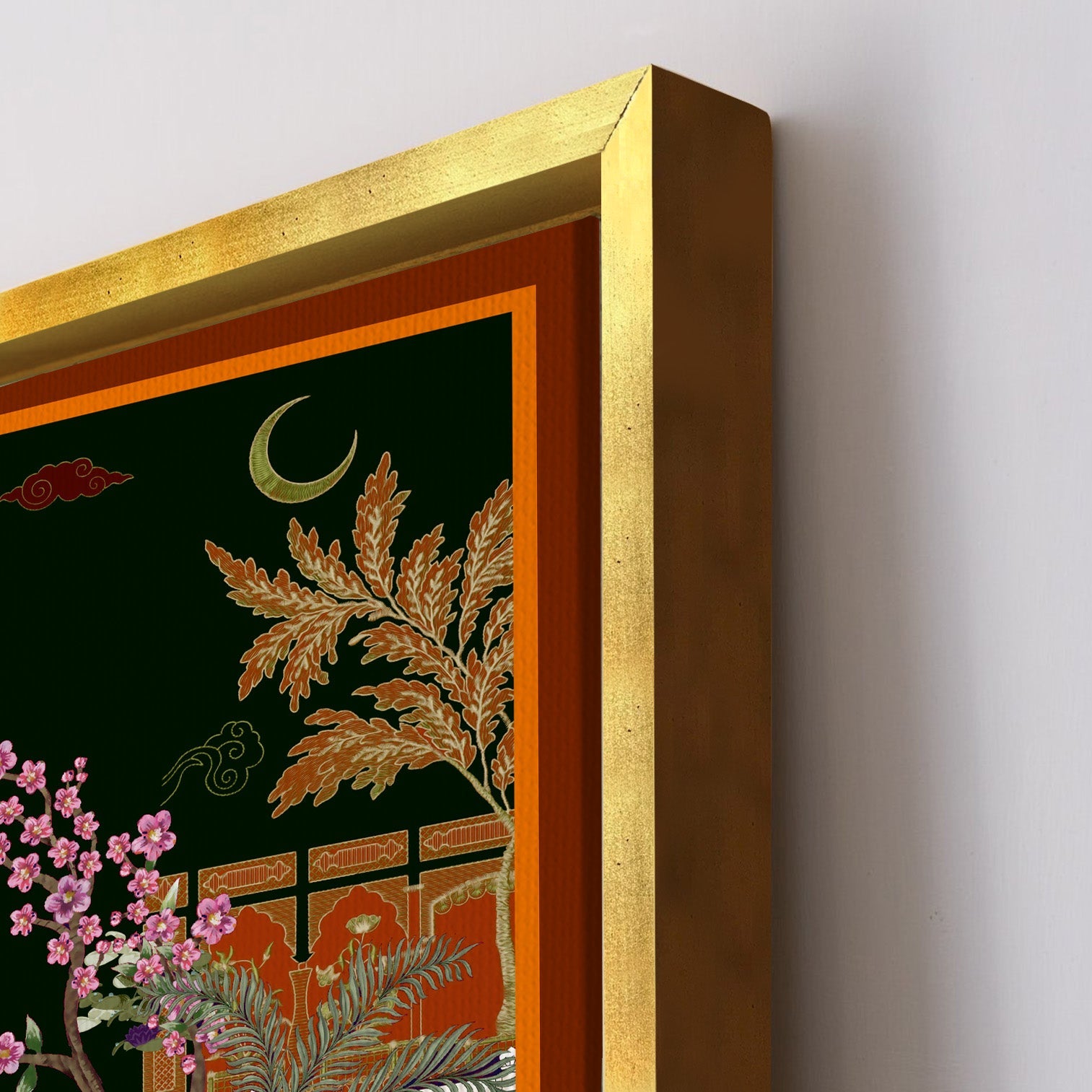 Mughal Garden View Artwork Abstract Canvas Framed Painting Indian Ethnic Traditional Wall Art Large Size For Living Room Bedroom Office Restaurant Caffe Home Decor