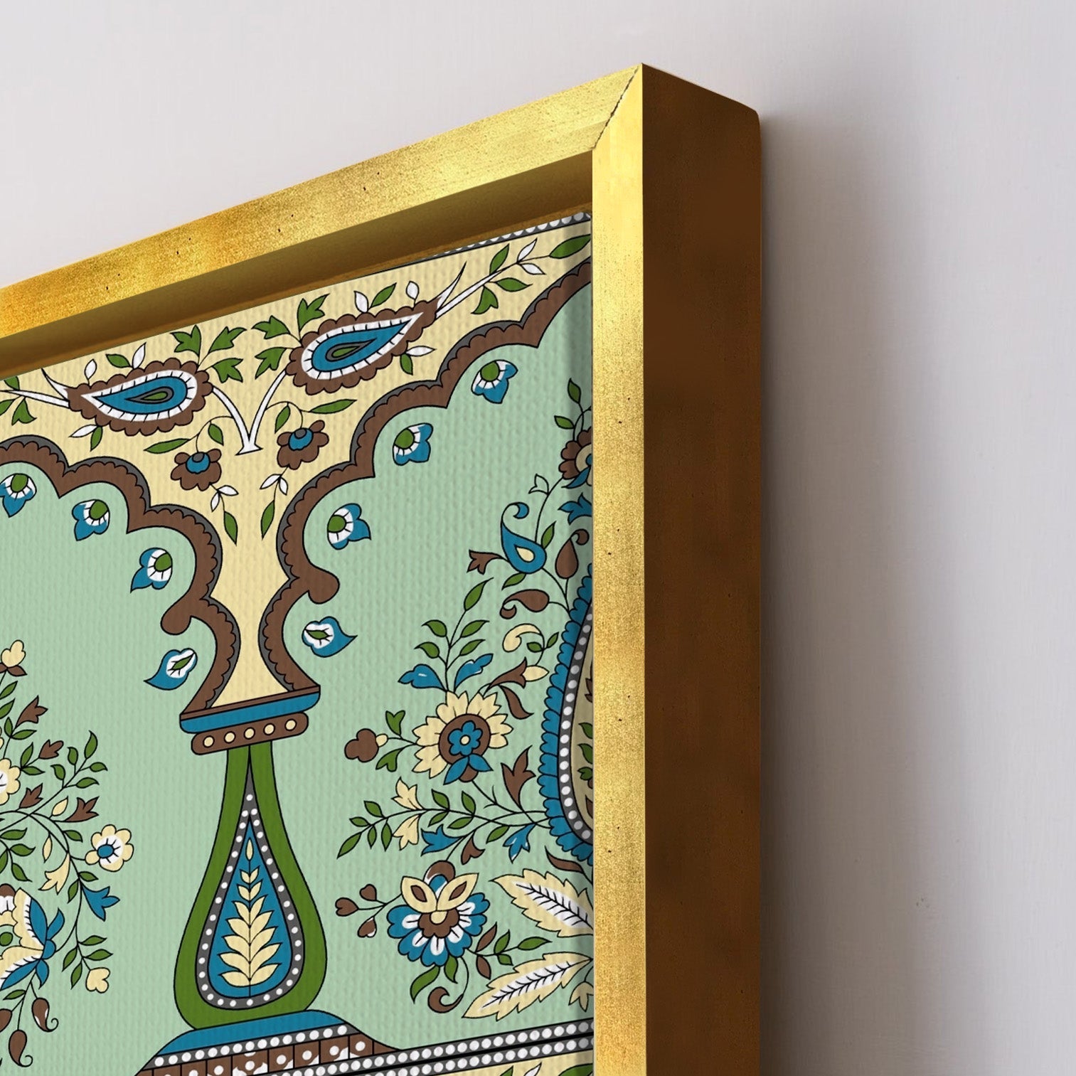 Indian Ethnic Traditional Painting On Canvas Print Abstract Blue Wall Art Size For Living Room Wall Decoration Framed Art for Bedroom Hotel Office