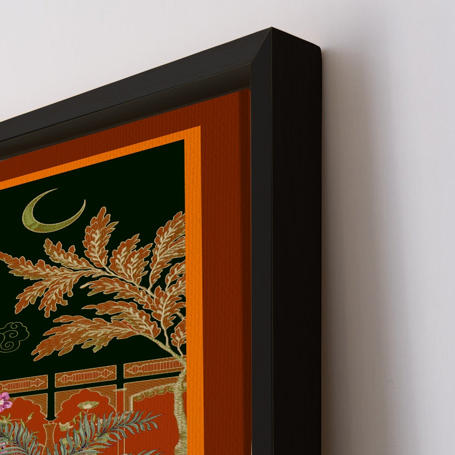 Mughal Garden View Artwork Abstract Canvas Framed Painting Indian Ethnic Traditional Wall Art Large Size For Living Room Bedroom Office Restaurant Caffe Home Decor