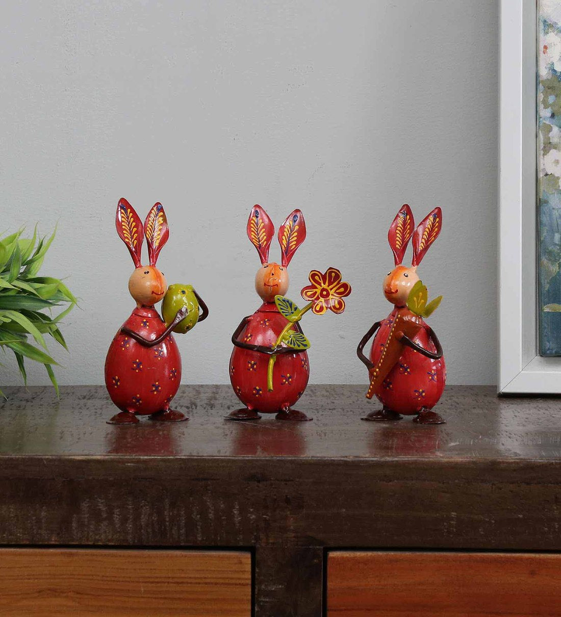 Rabbit Small Egg Animal Figurine, Set of 3 table decor