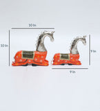 Horse Iron and Wood Animal Figurine Set Of 2 table decor