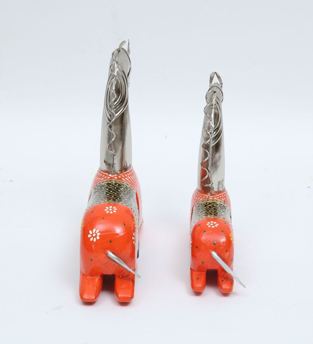 Horse Iron and Wood Animal Figurine Set Of 2 table decor