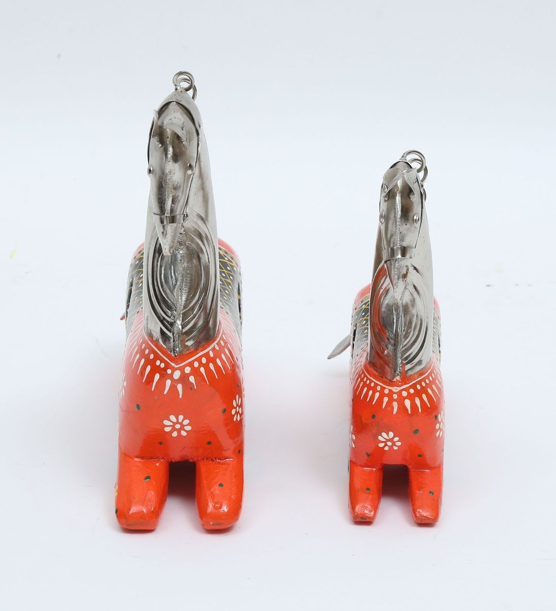Horse Iron and Wood Animal Figurine Set Of 2 table decor