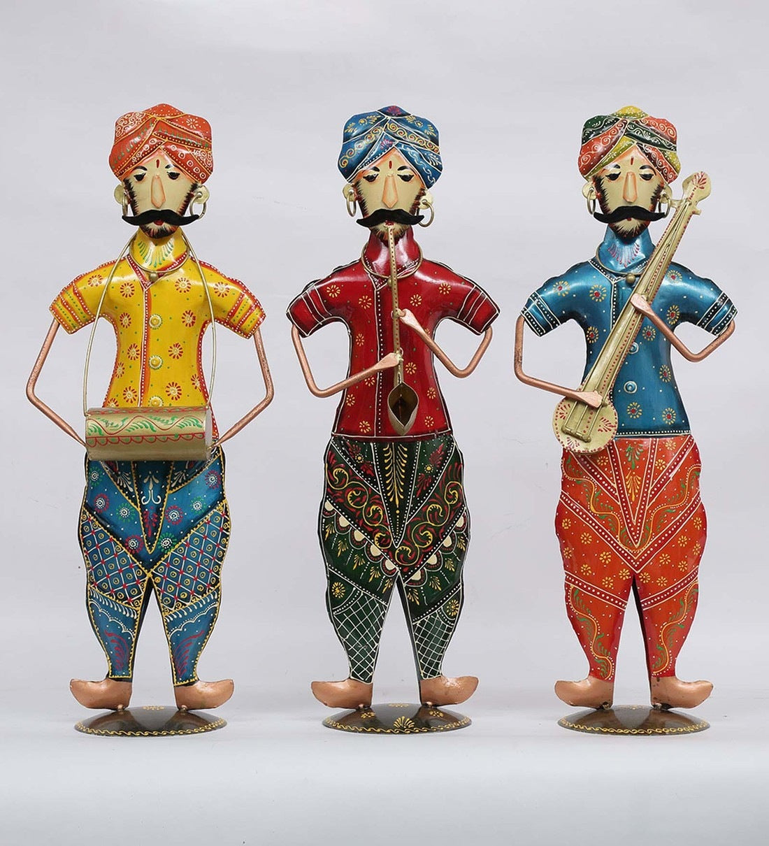 Punjabi Musician Men Human Figurine, Set of 3 table decor
