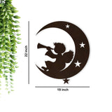 Silhouette Angel Backlit Wooden Wall Hanging with LED Night Light Walnut Finish