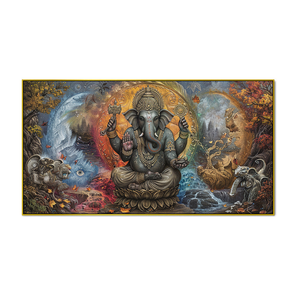 Handcrafted Vintage Ganesha Wall Painting – Indian Ethnic Art