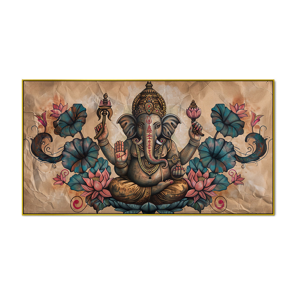 Vintage Ganpati Bappa Wall Painting – Artistic Wall Accent
