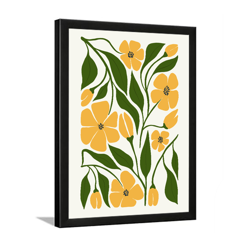 Green and Yellow Botanical Floral Photo Framed Wall Art for Home Décor