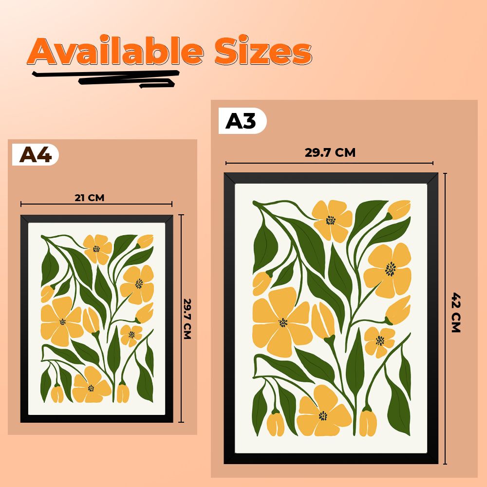 Green and Yellow Botanical Floral Photo Framed Wall Art for Home Décor