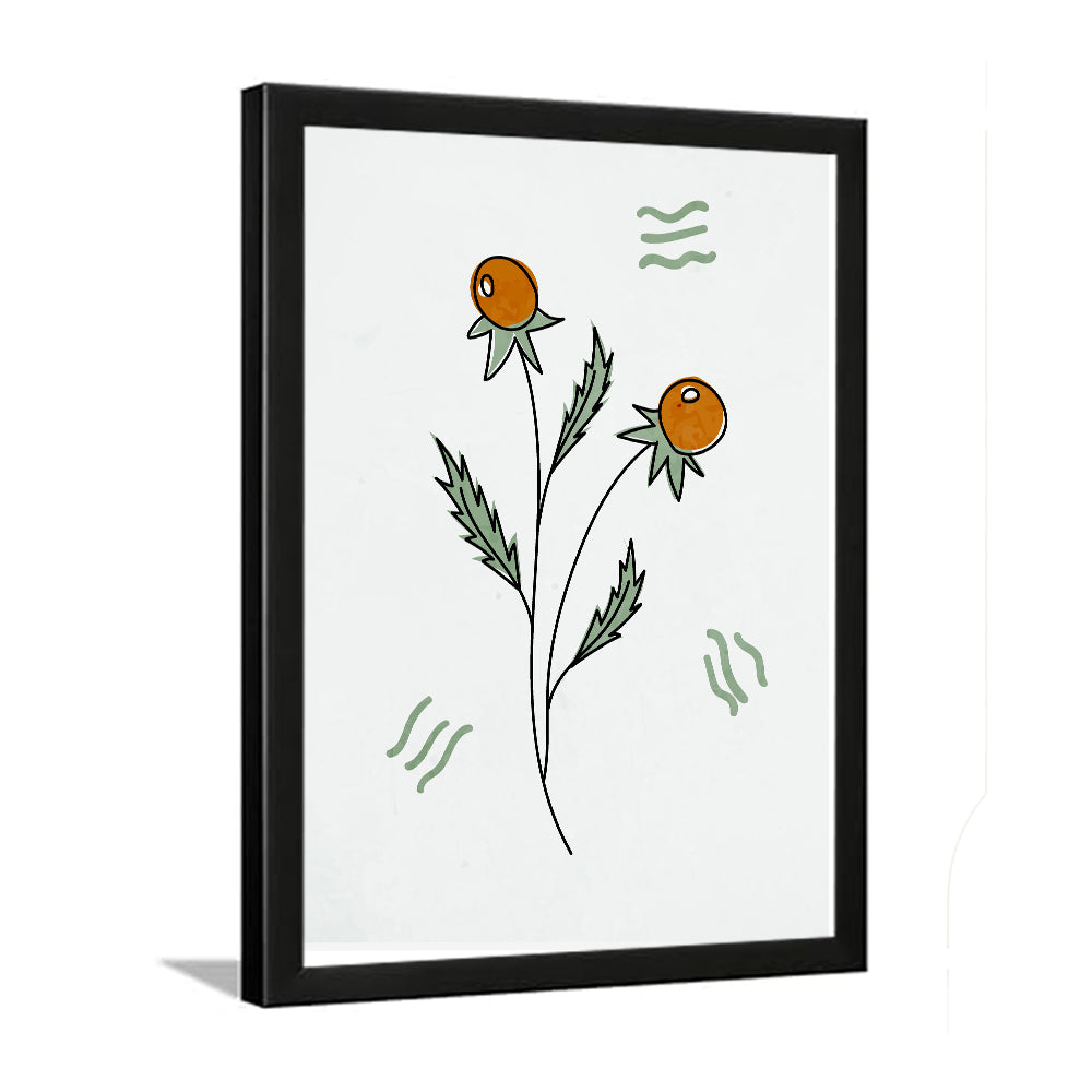 Green and Orange Botanical Photo Framed Wall Art for Home Décor