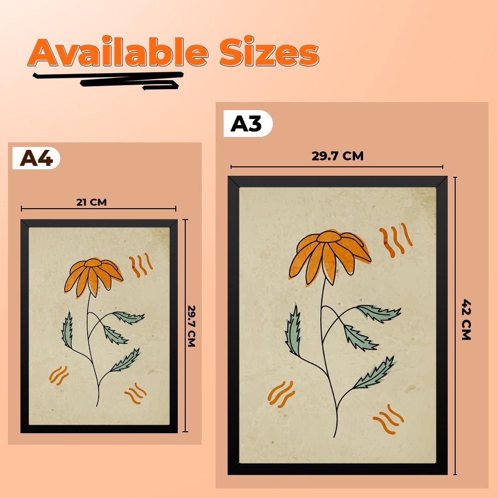 Elegant Botanical Orange Floral Plant Photo Frame for Home and Office Décor