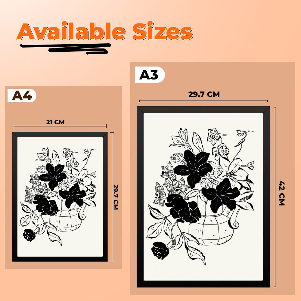 Vintage Botanical Black and White Floral Photo Frame Wall Art