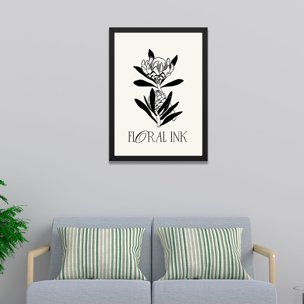 Botanical Trendy Black and White Vintage Flowers Modern Art Photo Frame
