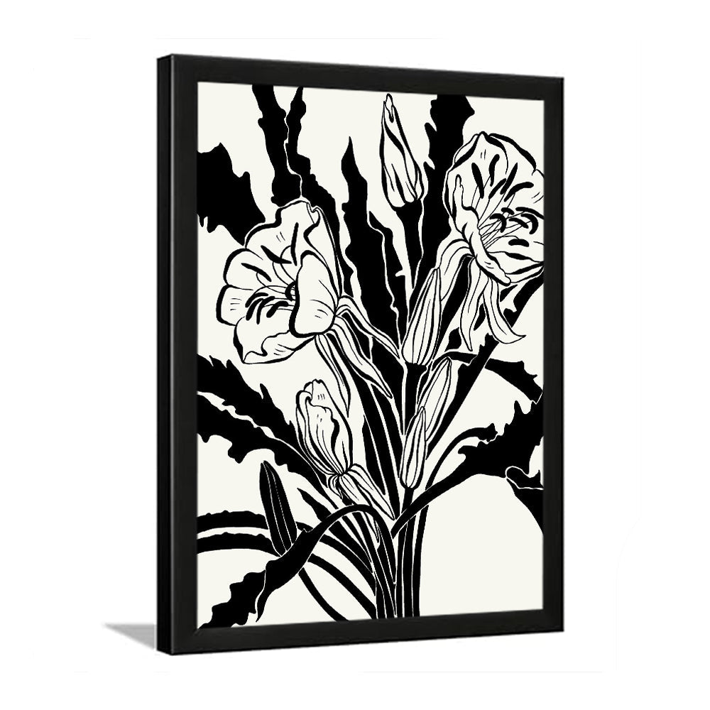Vibrant Black and White Flower Art Photo Frame Painting