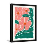 Abstract Modern Art Pink Floral Digital HD Print Black Framed Wall Painting
