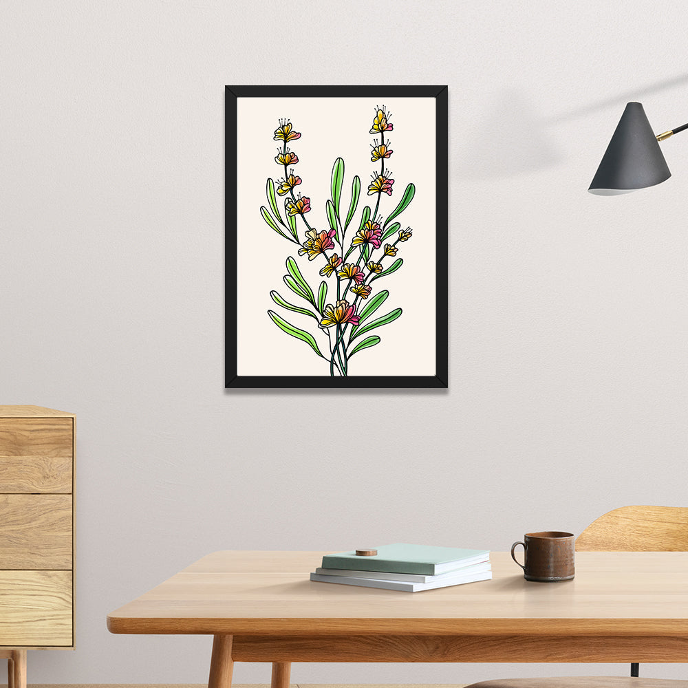 Abstract Orange Floral Digital HD Print/Poster Framed Wall Painting